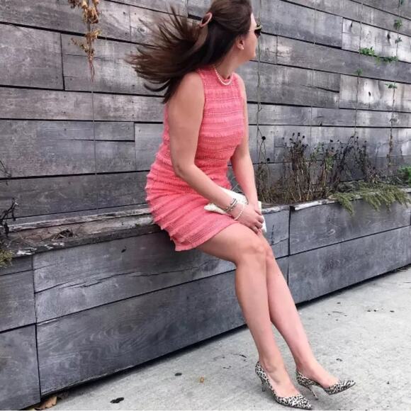 J. Crew Pink Embroidered Fringe Sheath Dress Summer Office Business Casual Sz 10 - Picture 2 of 14